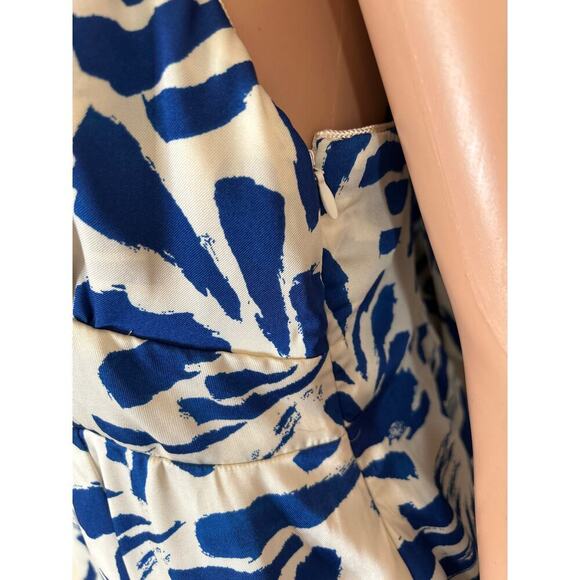 ALEXIS Blue Botanical Tie Strap Asymmetrical Hem Dress SIZE SM lightweight - Picture 6 of 9